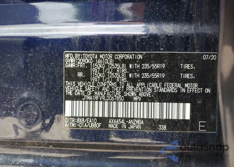 2020 Toyota Rav4 Xle Premium from USA, damaged, VIN JTMA1RFV9LD067850